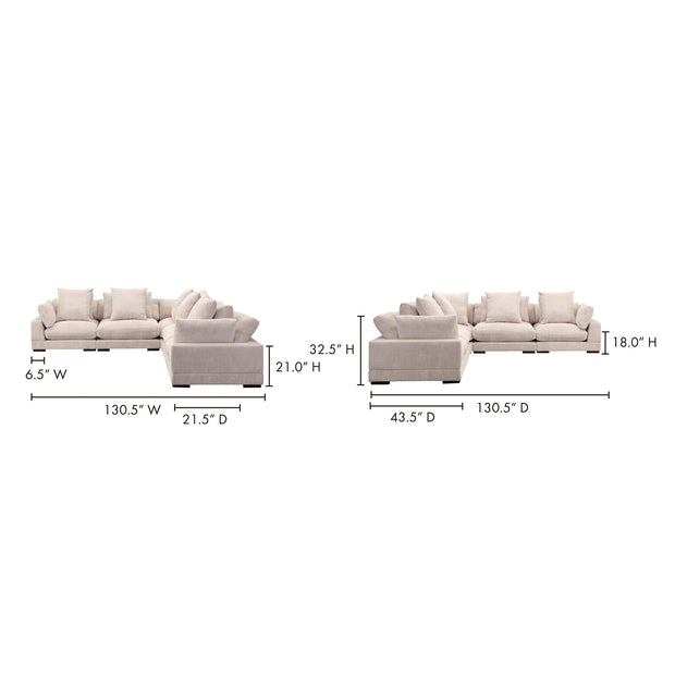 Moe's Home Collection Tumble Cappuccino Classic L-Shaped Modular Sectional