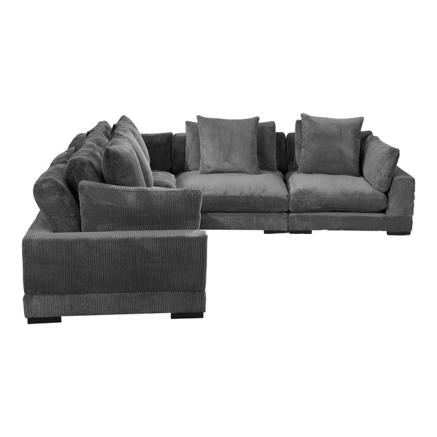 Moe's Home Collection Tumble Classic  Charcoal Grey L-Shaped Modular Sectional