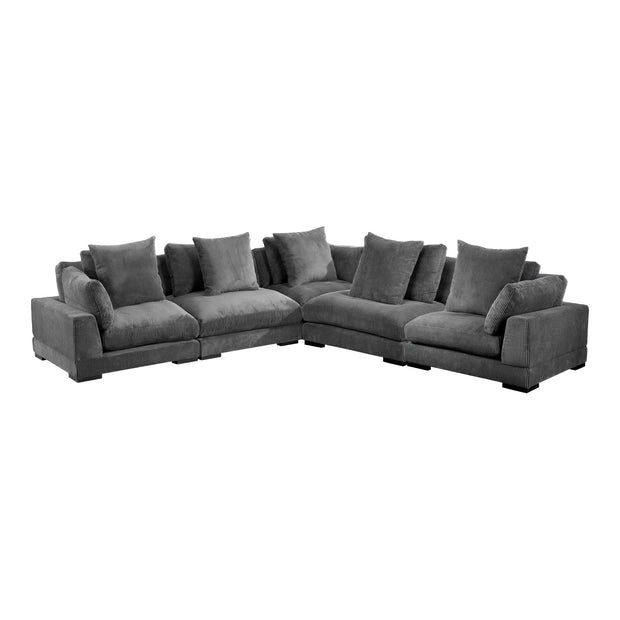 Moe's Home Collection Tumble Classic  Charcoal Grey L-Shaped Modular Sectional