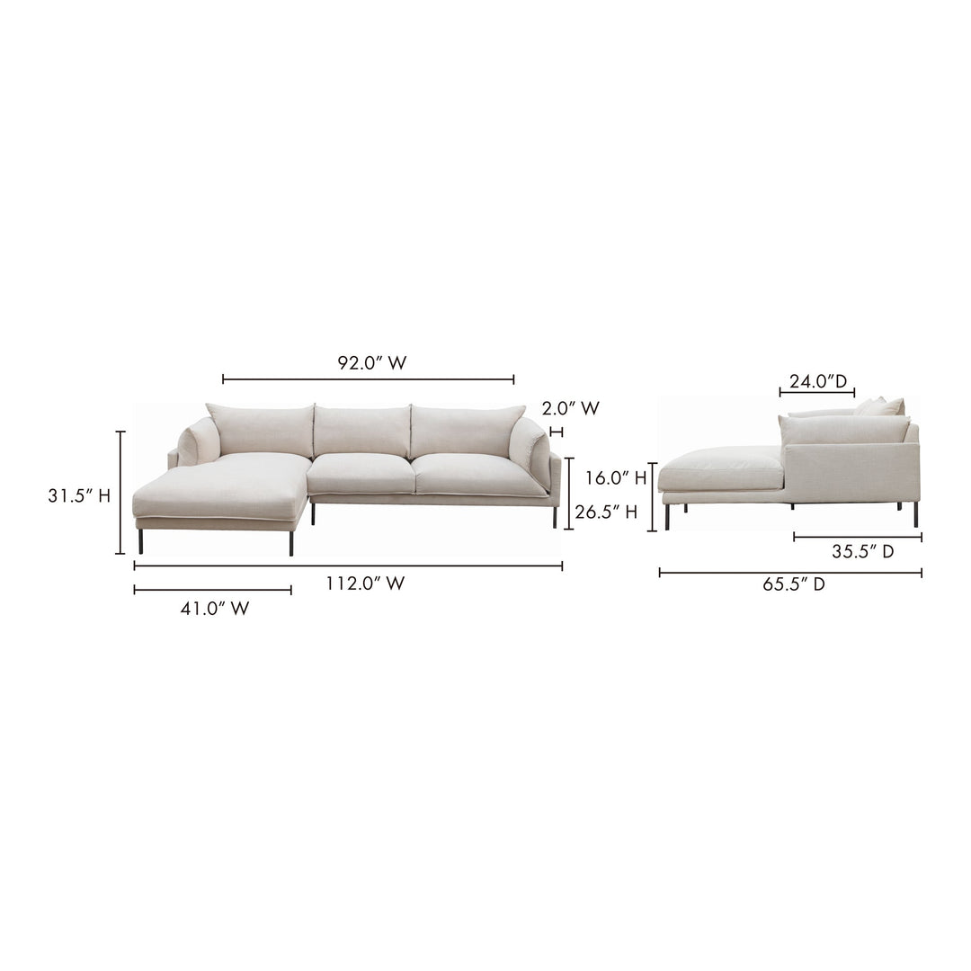 Moe's Home Collection Jamara Sandy Beige Left-Facing Sectional