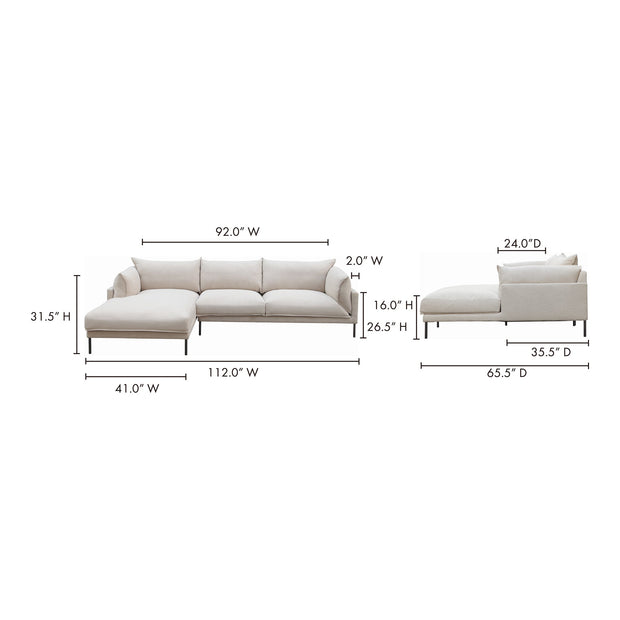 Moe's Home Collection Jamara Sandy Beige Left-Facing Sectional