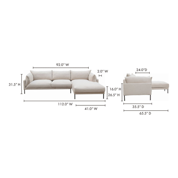 Moe's Home Collection Jamara Sandy Beige Right-Facing Sectional