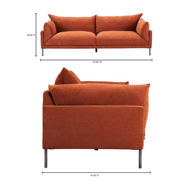 Moe's Home Collection Jamara Burnt Auburn Sofa Burnt Auburn