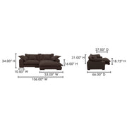 Moe's Home Collection Daydream Sectional ~ Dark Brown Performance Fabric