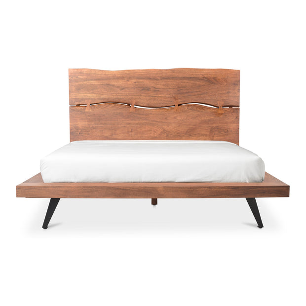 Moe's Home Collection Madagascar Brown Acacia Wood Platform Queen Size Bed