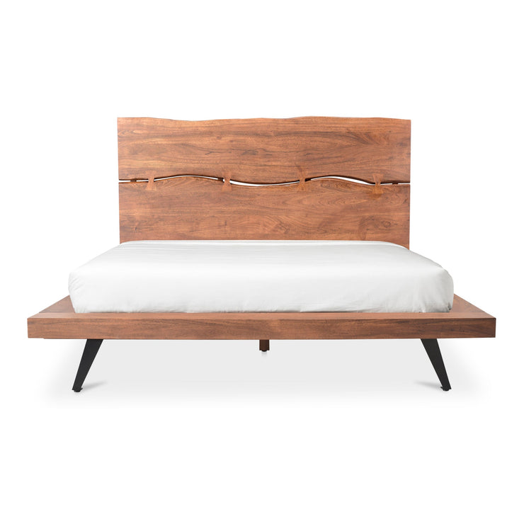 Moe's Home Collection Madagascar Brown Acacia Wood Platform Queen Size Bed