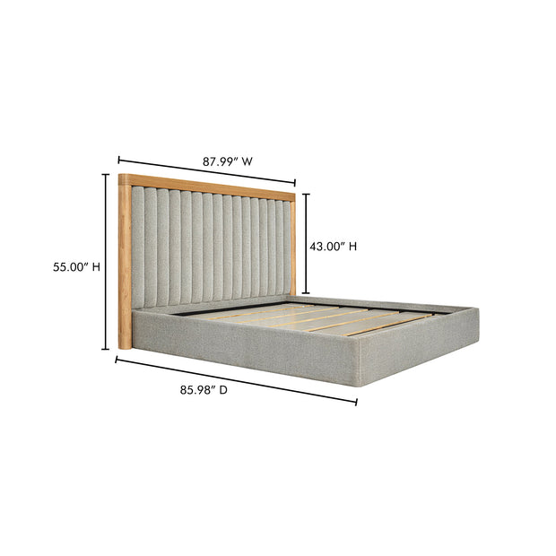 Moe's Home Collection Nina Grey Upholstered King Size Bed