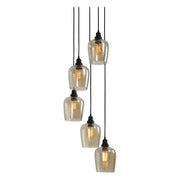 Uttermost Aarush Amber Hammered Glass With Oil Rubbed Bronze Finish 5 Light Cluster Pendant