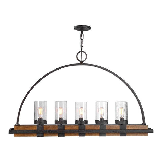 Uttermost Atwood Industrial Style Heavy Gauge Wood and Iron Kitchen Island Light