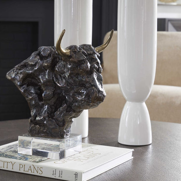 Uttermost Bison Bust Tarnished Bronze and Crystal Sculpture