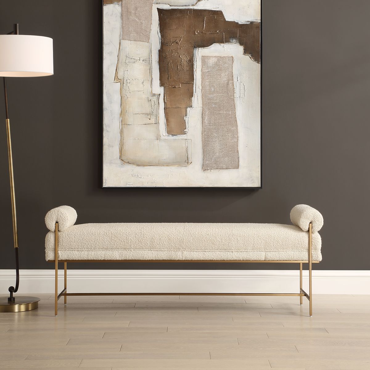 Bumpy Textured Bench Design Uttermost Bolster Pearl White Textured Boucle Bench – casabelladecor.net