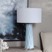 Uttermost Brienne Light Powder Blue Ceramic Table Lamp With White Linen Shade