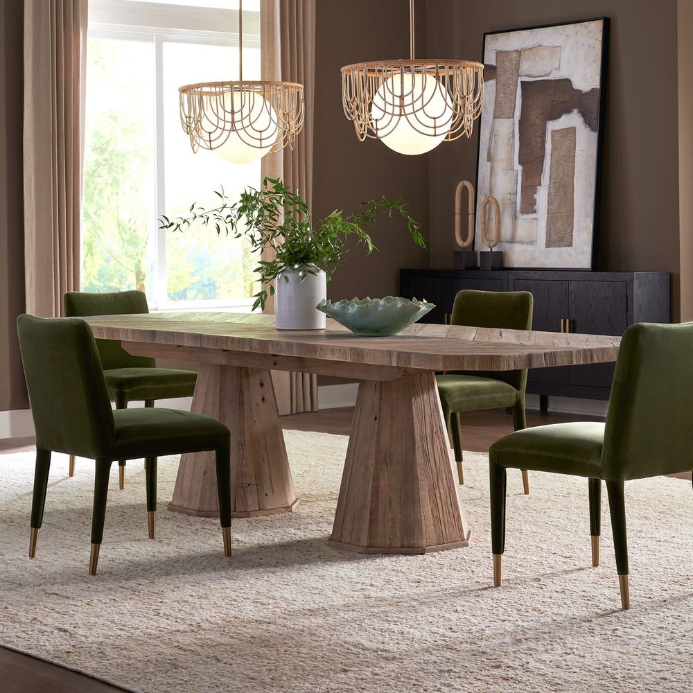 Uttermost Caledon Herringbone Inlay Reclaimed Oak Dining Table ...