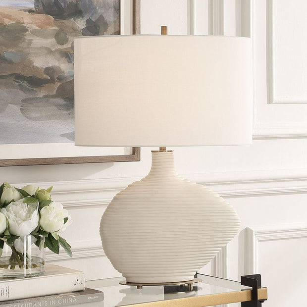 Uttermost Duostacked Warm White Finish  Table Lamp