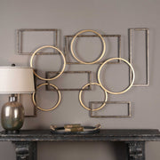 Uttermost Elias Brushed Bronze and Gold Leaf Iron Metal Wall Decor