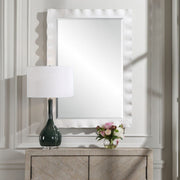Uttermost Haya Semi-White Glossed Scalloped Mirror