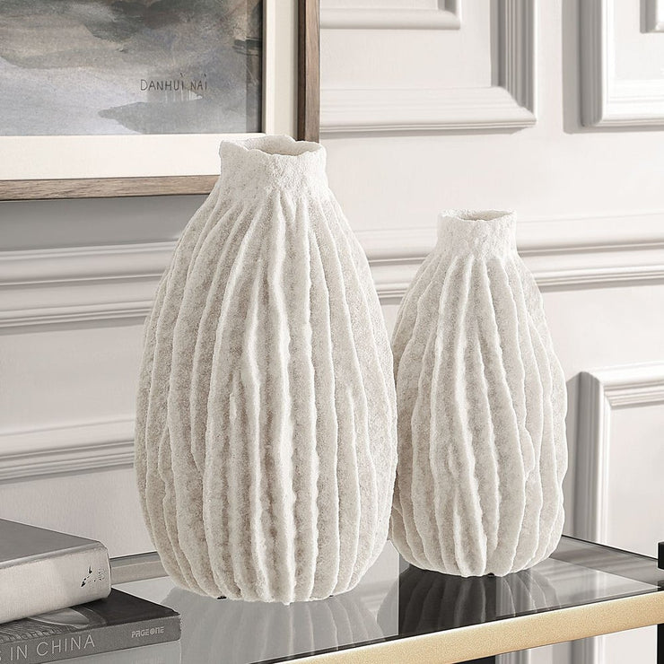 Uttermost Ivory Ridge Textured Vases Set Of Two