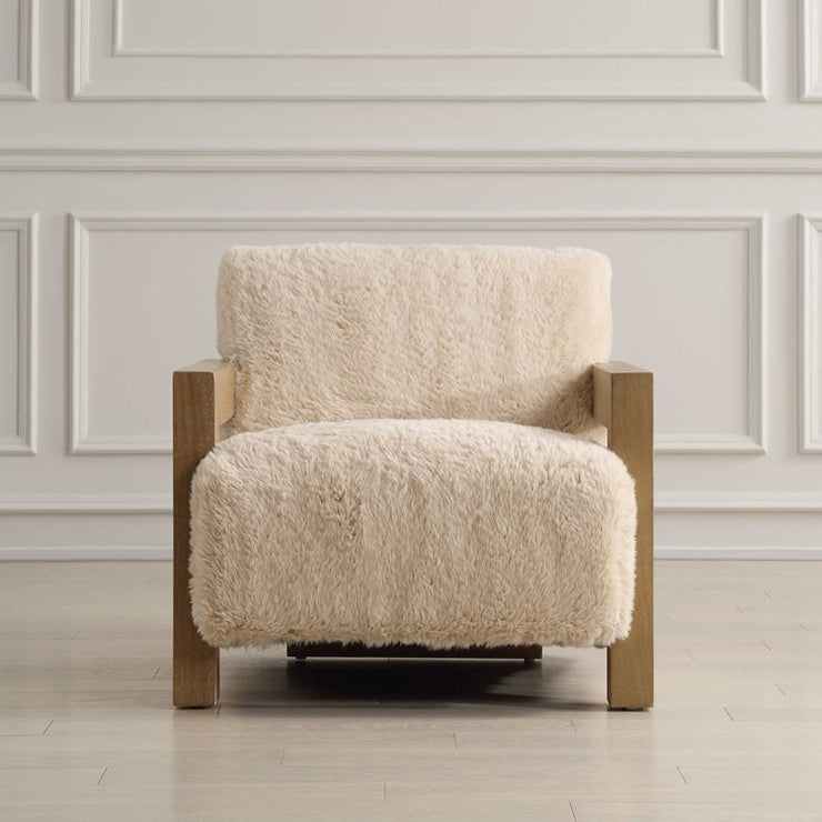 Uttermost Jackson Caramel Long Haired Faux Sheepskin Accent Chair