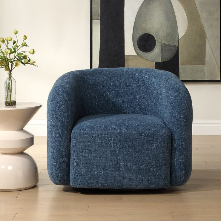 Uttermost Junie Blueberry Chenille Barrel Swivel Chair