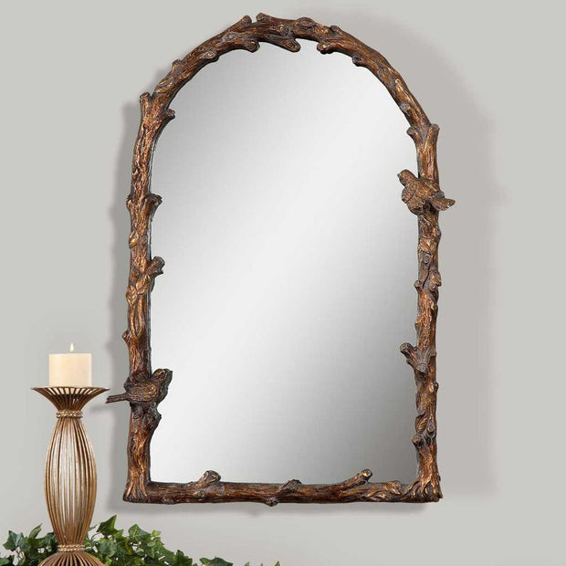 Uttermost Paza Distressed Antique Gold Leaf Arch Mirror