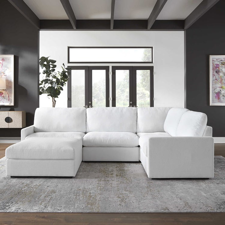 Uttermost Refuge Modular Sectional Sofa with Ottoman ~ Ultra Plush Artic White Performance Fabric