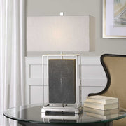 Uttermost Sakana Gray Faux Shagreen Table Lamp With Light Gray Linen Shade