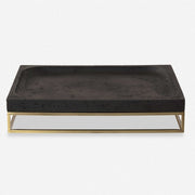 Uttermost Shadow Cast Black Stone and Antiqued Brass Tray