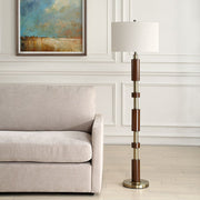Uttermost Stacked Wooden And Brass Plate Floor Lamp