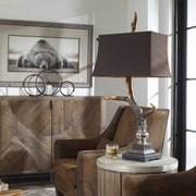 Uttermost Stag Horn Table Lamp With Chocolate Suede Shade