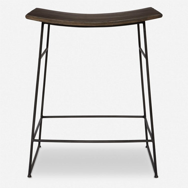 Uttermost Thura Mango Wood Curved Seat Counter Stool