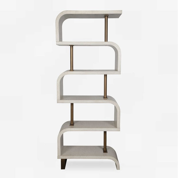Uttermost Bia White and Antiqued Brass Modern Etagere