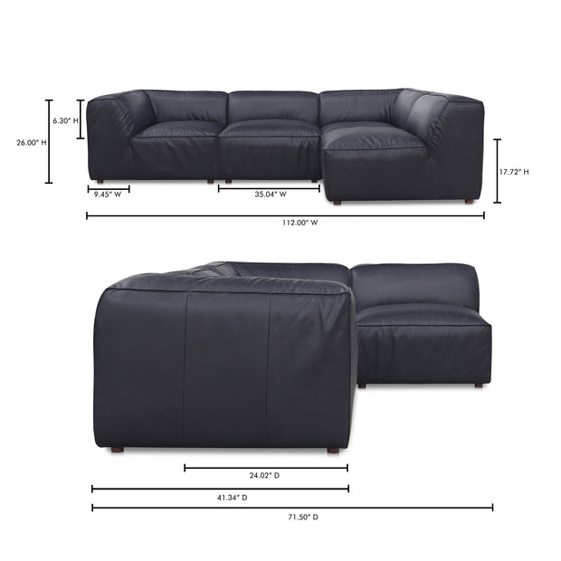 Moe's Home Collection Form Signature Modular Sectional ~ Vantage Black Leather