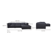 Moe's Home Collection Form Lounge Modular Sectional ~ Vantage Black Leather