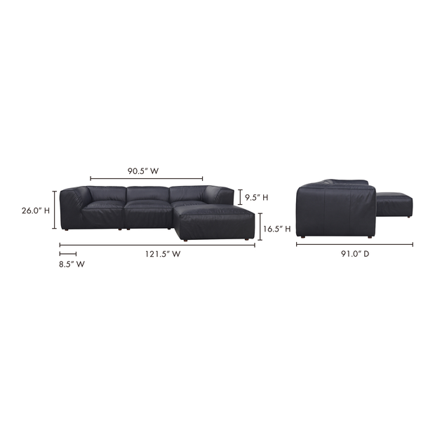 Moe's Home Collection Form Lounge Modular Sectional ~ Vantage Black Leather
