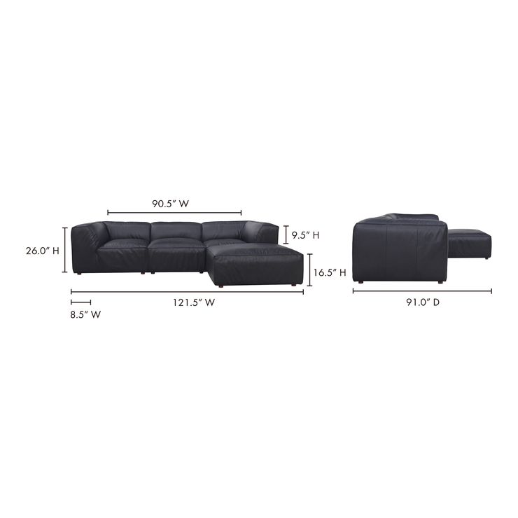 Moe's Home Collection Form Lounge Modular Sectional ~ Vantage Black Leather