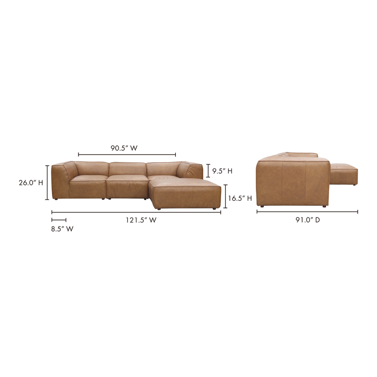 Moe's Home Collection Form Lounge Modular Sectional ~ Sonoran Tan Leather