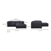 Moe's Home Collection Form Nook Modular Sectional ~ Vantage Black Leather