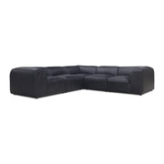 Moe's Home Collection Form Classic L-Shaped Modular Sectional ~ Vantage Black Leather