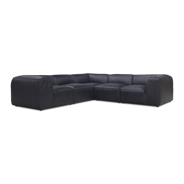 Moe's Home Collection Form Classic L-Shaped Modular Sectional ~ Vantage Black Leather