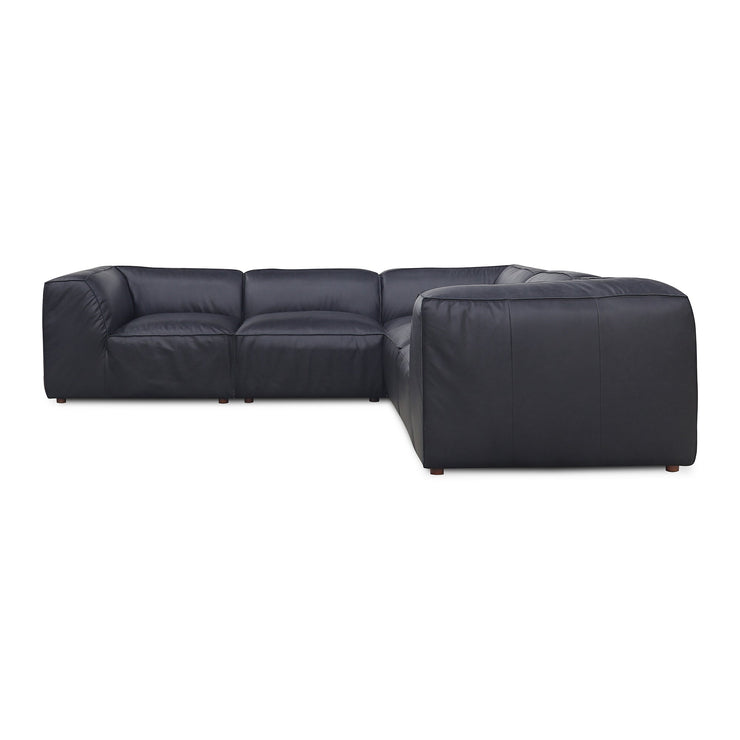 Moe's Home Collection Form Classic L-Shaped Modular Sectional ~ Vantage Black Leather