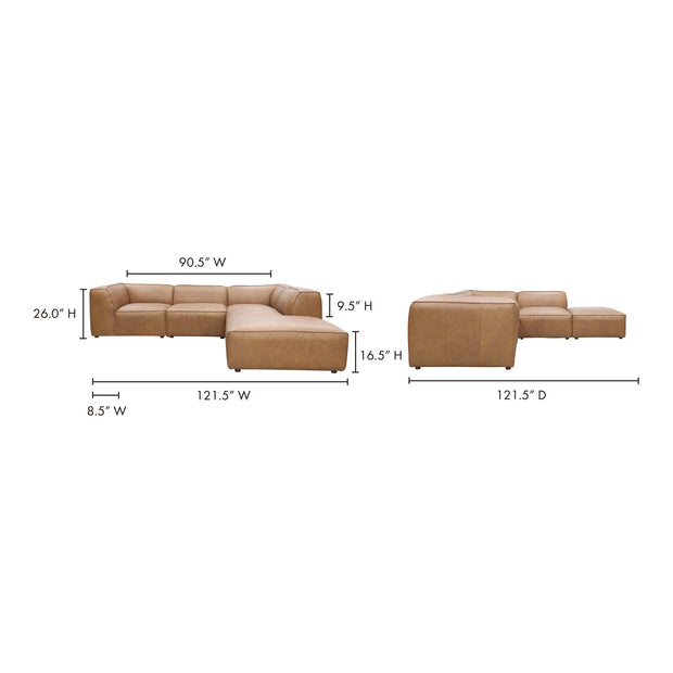 Moe's Home Collection Form Dream Modular Sectional ~ Sonoran Tan Leather