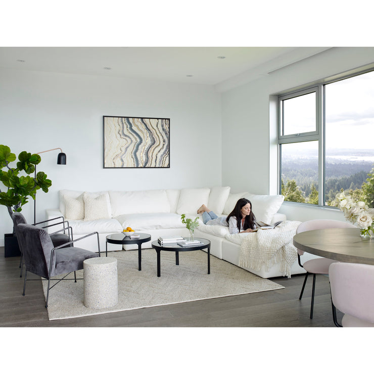 Moe's Home Collection Clay Modular Sectional ~ White LiveSmart Performance Fabric