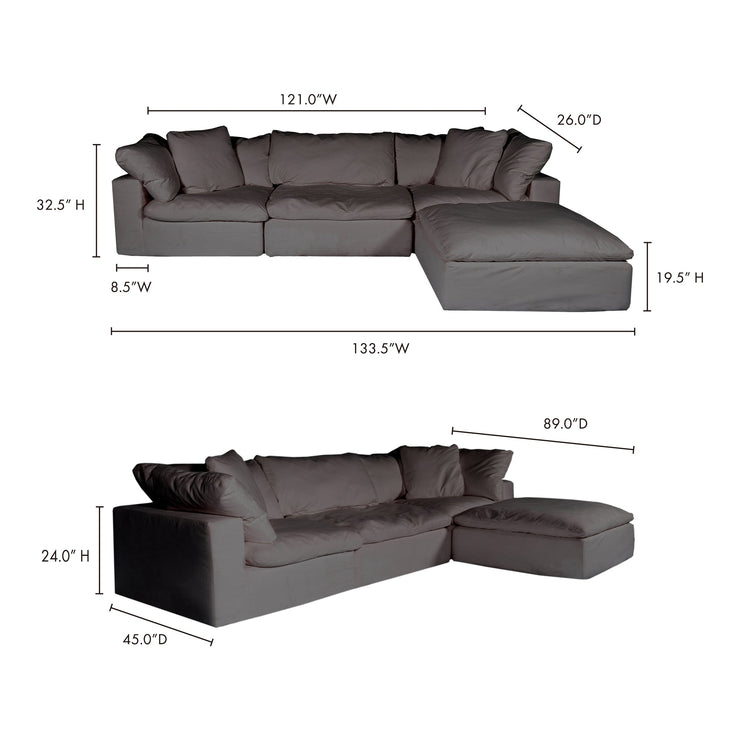 Moe's Home Collection Clay Lounge Modular Sectional ~ Light Grey LiveSmart Performance Fabric