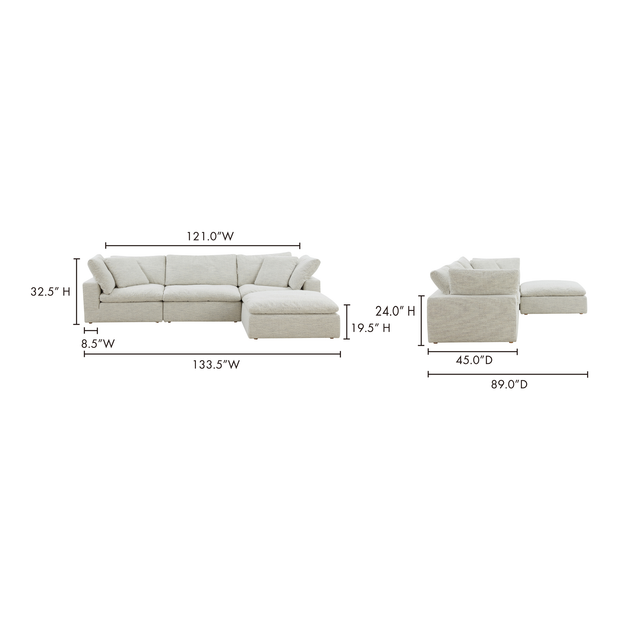 Moe's Home Collection Clay Lounge Modular Sectional ~ Coastside Sand Performance Fabric