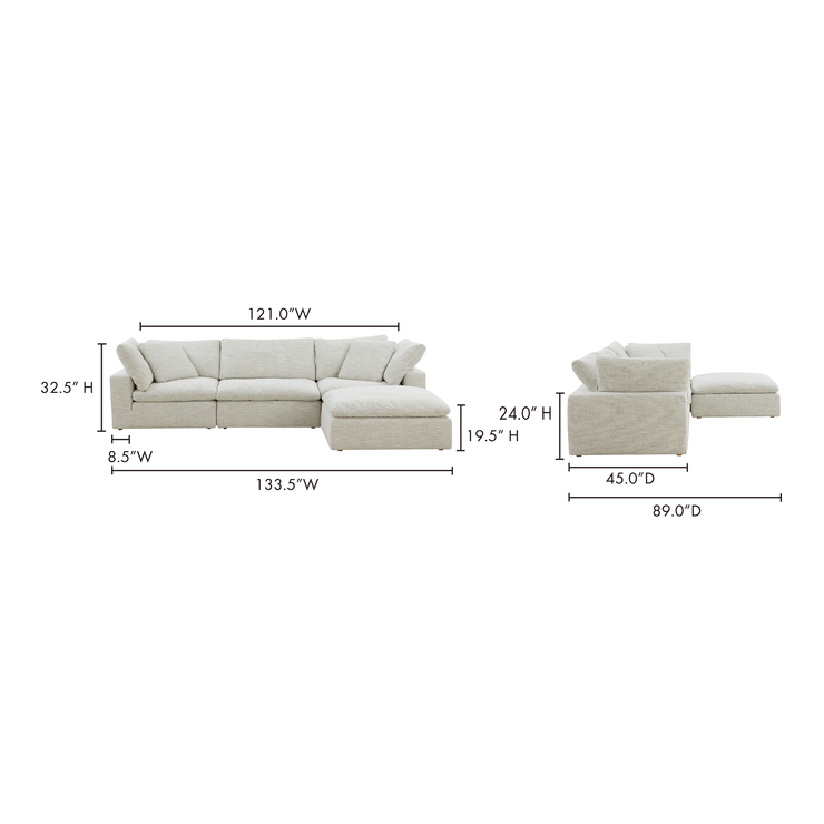 Moe's Home Collection Clay Lounge Modular Sectional ~ Coastside Sand Performance Fabric