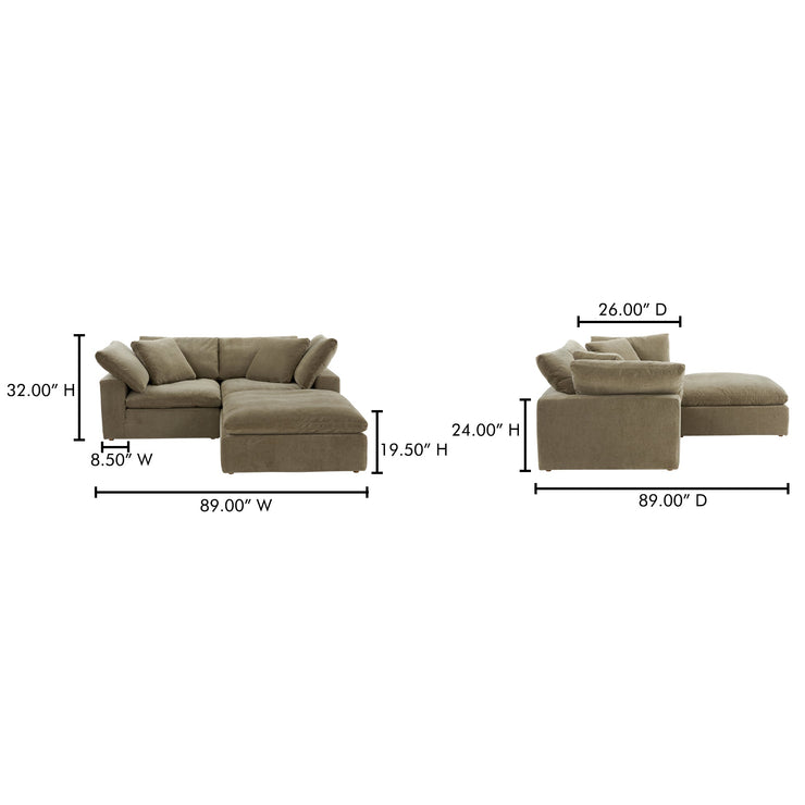Moe's Home Collection Clay Nook Modular Sectional ~ Desert Sage Green Performance Fabric