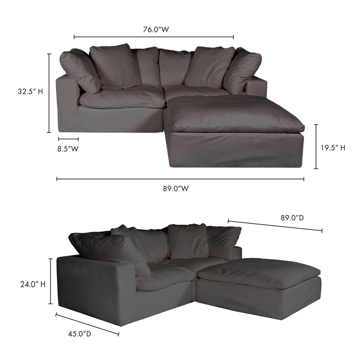Moe's Home Collection Clay Nook Modular Sectional ~ Light Grey LiveSmart Performance Fabric