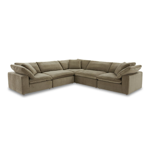 Moe's Home Collection Clay Classic L-Shaped Modular Sectional ~ Desert Sage Green Performance Fabric