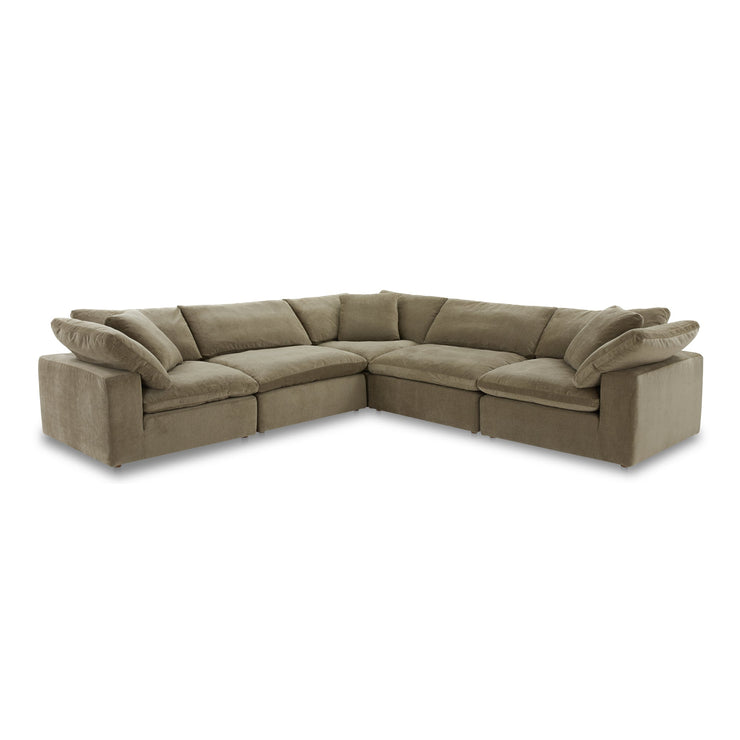 Moe's Home Collection Clay Classic L-Shaped Modular Sectional ~ Desert Sage Green Performance Fabric