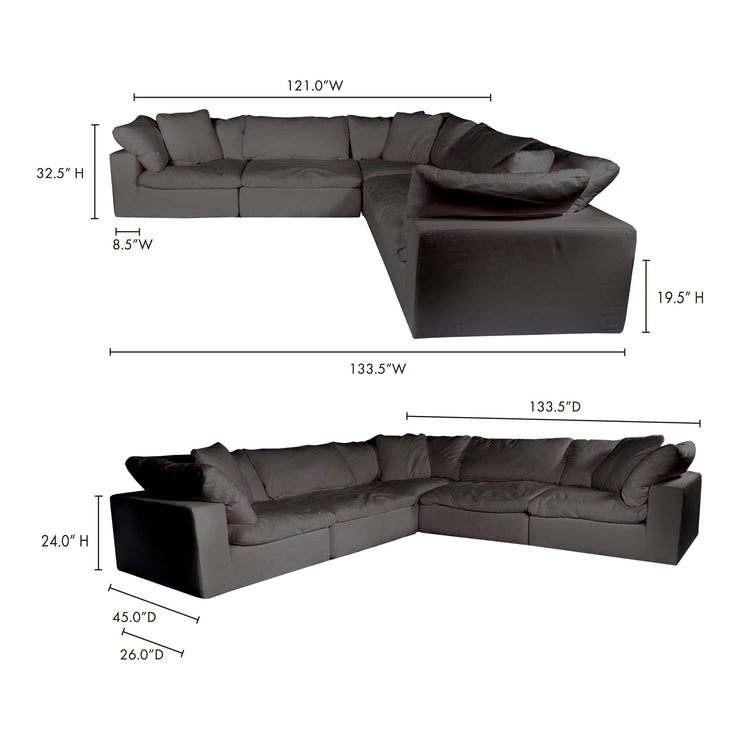 Moe's Home Collection Clay Classic L-Shaped Modular Sectional ~ Light Grey LiveSmart Performance Fabric